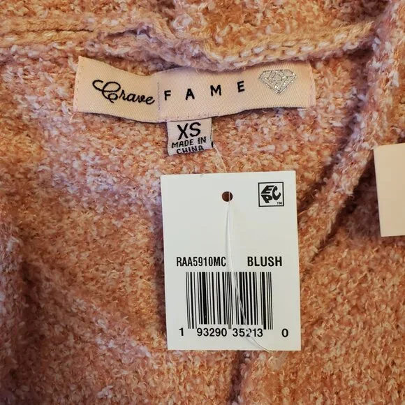 Crave Fame Juniors Blush Hooded Sweater XS - Picture 8 of 10